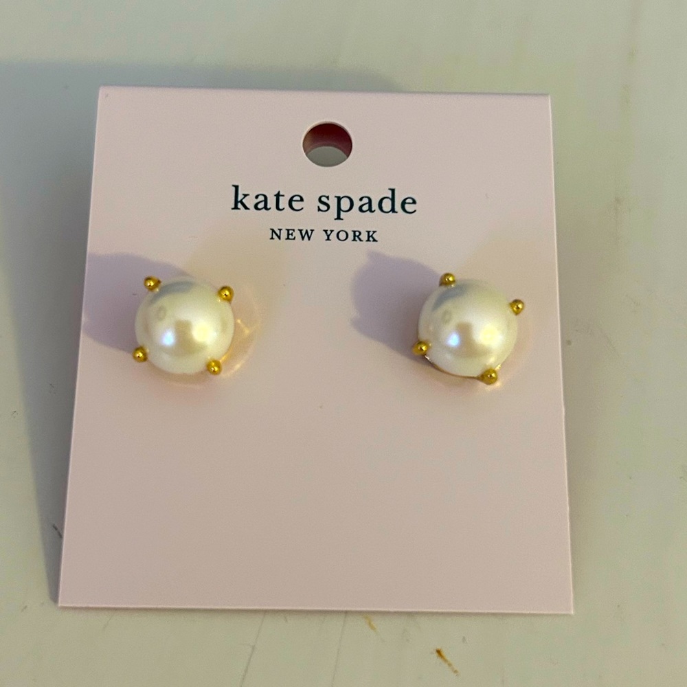 Kate Spade Pearl Gumdrop Studs with Gold Hardware